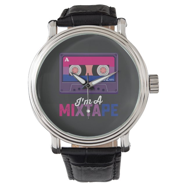 LGBT Pride Ik ben een mixtape cassette Bi Horloge (Voorkant)