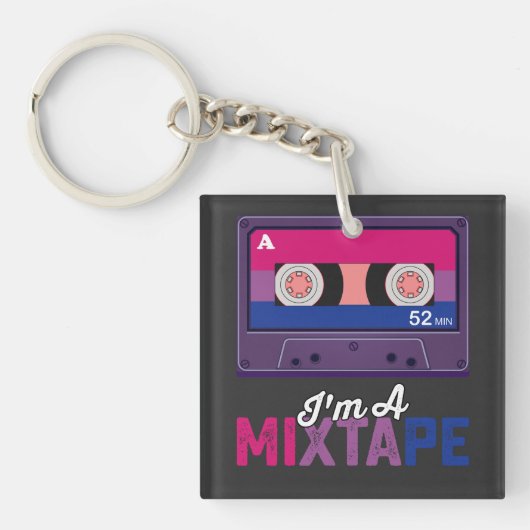 LGBT Pride Ik ben een mixtape cassette Bi Sleutelhanger (Voorkant)