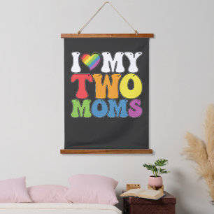 LGBT Pride Ik hou van mijn twee moeders Homoseksue Hangend Wandkleed