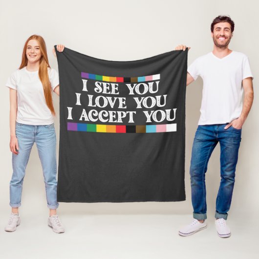 LGBT Pride Ik Zie Liefde Accepteer Jou Steun Je Fleece Deken (In situ)
