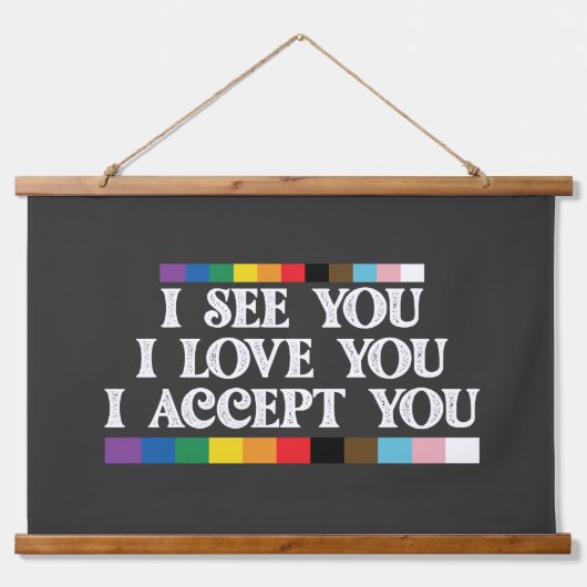 LGBT Pride Ik zie Liefde je accepteren Hangend Wandkleed (Voorkant)