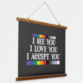 LGBT Pride Ik zie Liefde je accepteren Hangend Wandkleed (Gebogen)