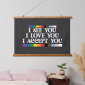 LGBT Pride Ik zie Liefde je accepteren Hangend Wandkleed (Slaapkamer)