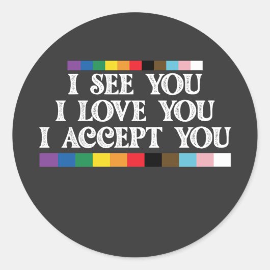 LGBT Pride Ik zie Liefde je accepteren Ronde Sticker (Voorkant)