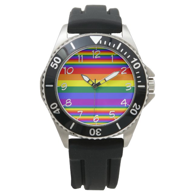 LGBT Pride kleuren genummerd Horloge (Voorkant)