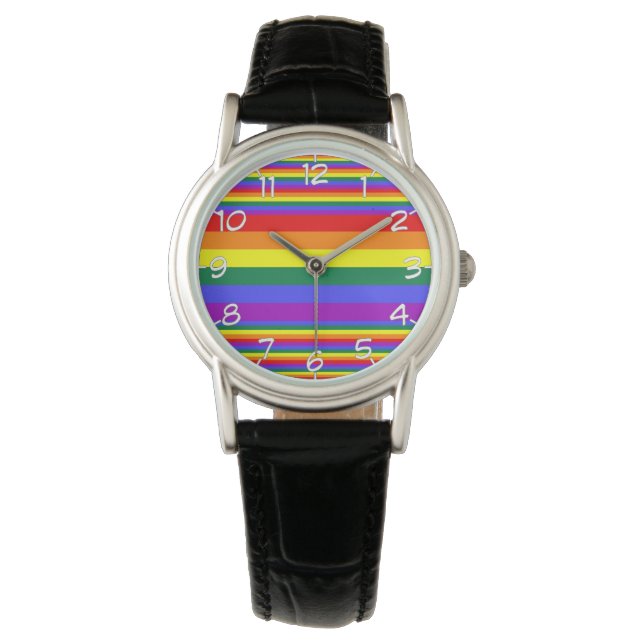 LGBT Pride kleuren genummerd Horloge (Voorkant)