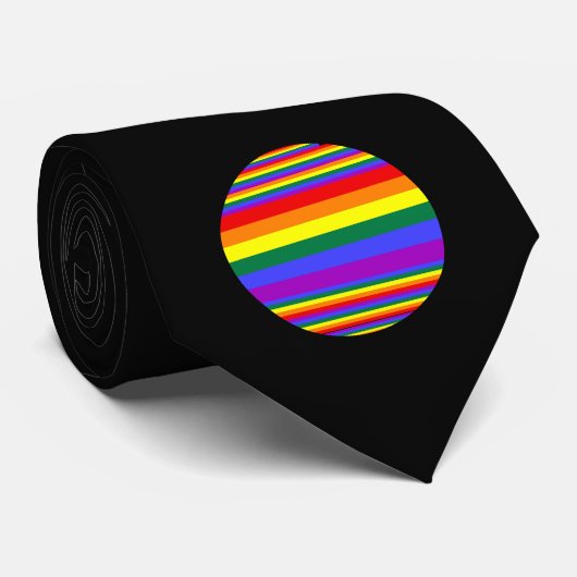LGBT Pride Kleuren Zwart Stropdas (Opgerold)