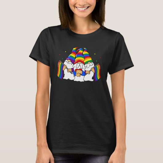 LGBT Pride LGBTQ Rainbow Gnomies Proud with my Gn T-shirt (Voorkant)