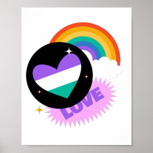 LGBT+Pride. Liefde. Hartregenboog. Poster