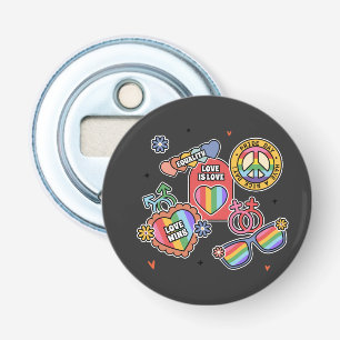 LGBT+pride. Liefde is liefde, gelijkheid, Pride da Button Flesopener