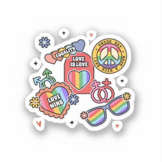 LGBT+pride. Liefde is liefde, gelijkheid, Pride da Sticker (Voorkant)