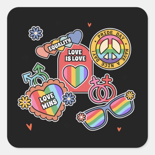 LGBT+pride. Liefde is liefde, gelijkheid, Pride da Vierkante Sticker (Voorkant)