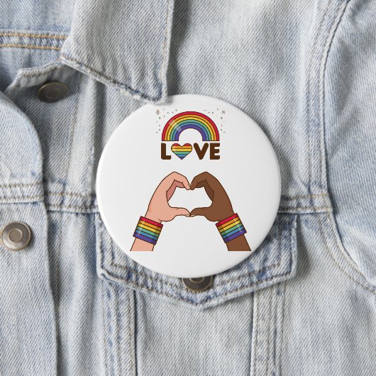 LGBT+Pride. Liefde regenboog. Hart. Button (In situ)