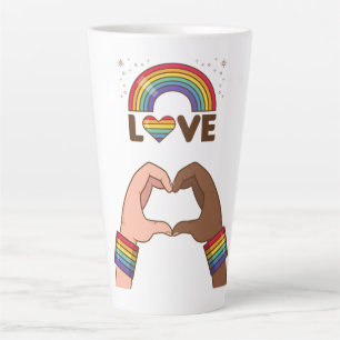 LGBT+Pride. Liefde regenboog. Hart. Latte Mok