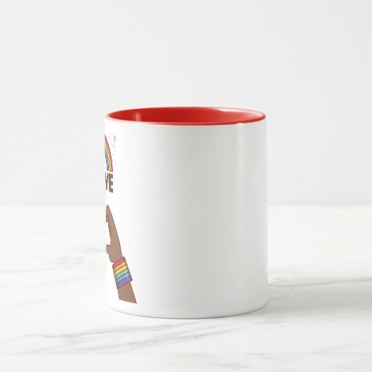 LGBT+Pride. Liefde regenboog. Hart. Mok (Midden)