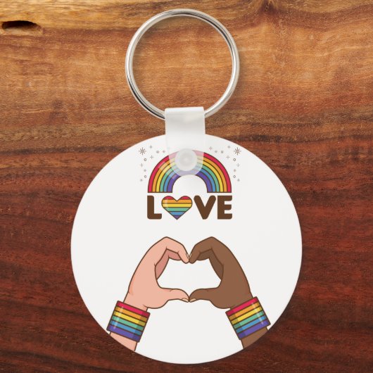 LGBT+Pride. Liefde regenboog. Hart. Sleutelhanger (Voorkant)