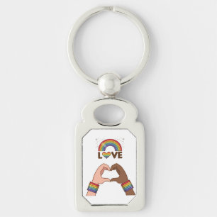 LGBT+Pride. Liefde regenboog. Hart. Sleutelhanger
