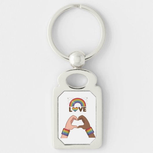 LGBT+Pride. Liefde regenboog. Hart. Sleutelhanger (Voorkant)