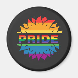 LGBT+Pride liefde, regenboogbloem Button Magneet