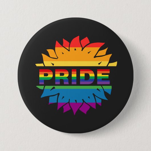 LGBT+Pride liefde, regenboogbloem Button Magnet (Voorkant)