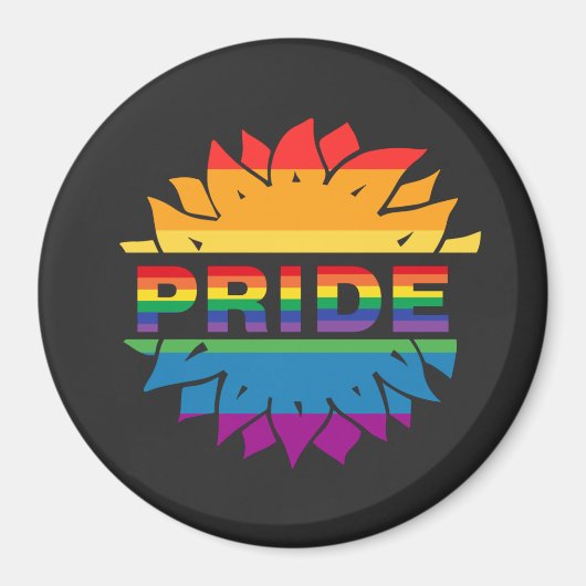 LGBT+Pride liefde, regenboogbloem Button Magnet (Voorkant)