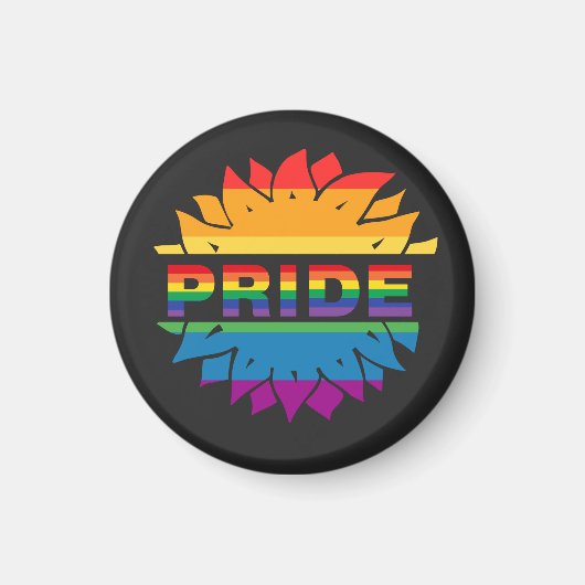 LGBT+Pride liefde, regenboogbloem Button Magnet Bo (Voorkant)
