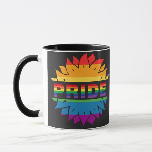 LGBT+Pride liefde, regenboogbloem Koffie Mok (Links)