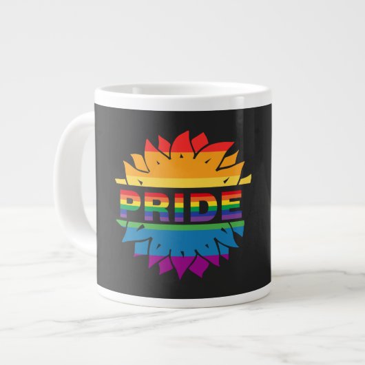 LGBT+Pride liefde, regenboogbloem Koffie Mok (Links)