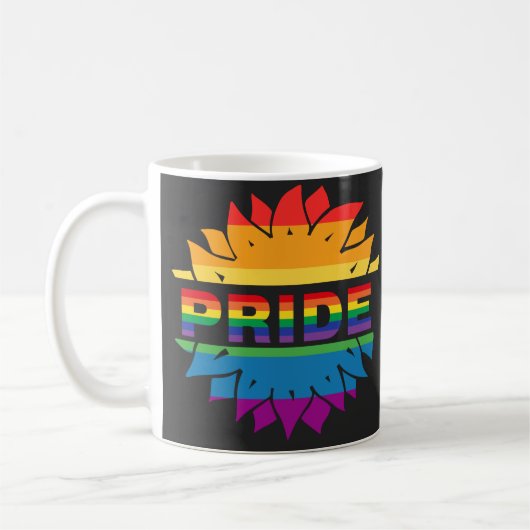 LGBT+Pride liefde, regenboogbloem Koffiemok (Links)