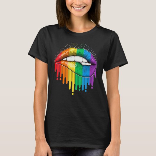 Lgbt Pride Lippen Regenboog Gay Lesbisch Biseksuee T-shirt (Voorkant)
