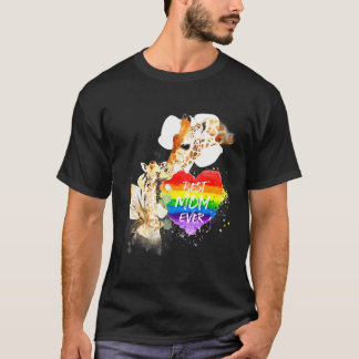 Lgbt Pride Mama Giraffe Rainbow Best Mama Ever Mot T-shirt