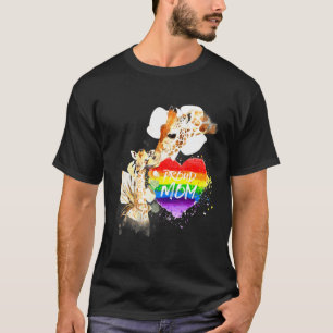 Lgbt Pride mammie Giraffe Proud mam regenboogliefd T-shirt