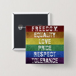 LGBT Pride Moderne Regenboog Strepen Vlag Vierkante Button 5,1 Cm