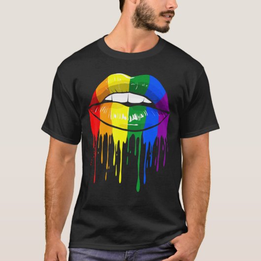 Lgbt Pride Month Gay Lesbian Pride Lips Flag T-shirt (Voorkant)