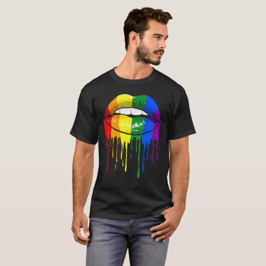 Lgbt Pride Month Gay Lesbian Pride Lips Flag T-shirt (Voorkant volledig)
