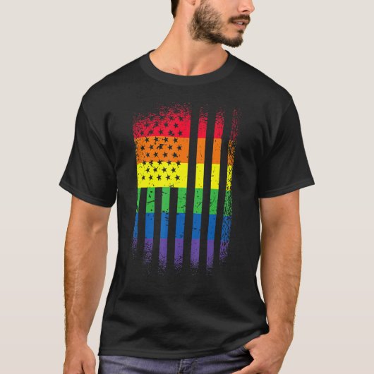 LGBT Pride Month-ondersteuning met regenboog VS-VS T-shirt (Voorkant)