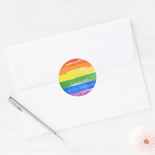 LGBT Pride Paint Ronde Sticker (Envelop)