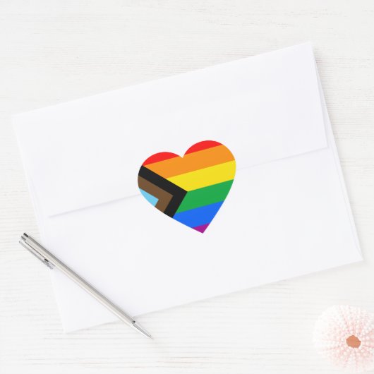 LGBT PRIDE (Progress Pride) Hart Sticker (Envelop)