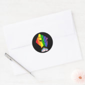 LGBT Pride (Progress) vlag met opgeheven vuist Ronde Sticker (Envelop)