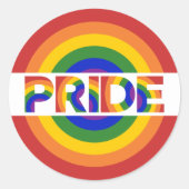 LGBT Pride Psychedelic Geometric Rainbow Bullseye Ronde Sticker (Voorkant)