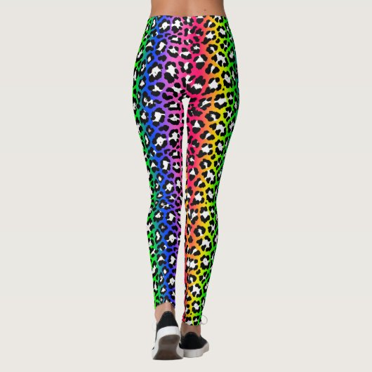 LGBT Pride Punk Rock Rainbow Leopard Print Leggings (Achterkant)