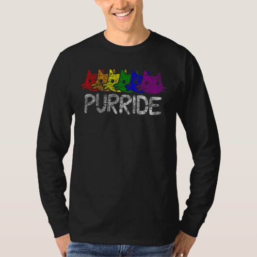 LGBT Pride Purride Rainbow Cat LGBTQ Support Kitte T-shirt (Voorkant)