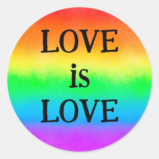 LGBT Pride Quote LIEFDE is LIEFDE | Regenboogvlag Ronde Sticker (Voorkant)