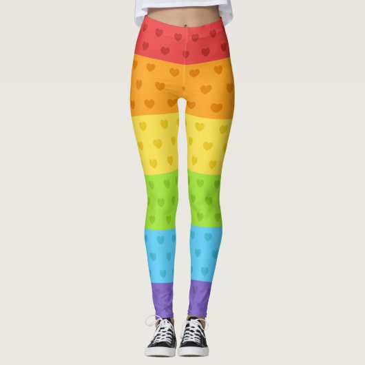 LGBT Pride Rainbow Color Hearts Leggings (Voorkant)