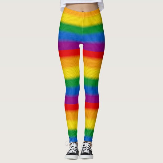 LGBT Pride Rainbow Color Strips Leggings (Voorkant)