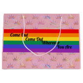 LGBT Pride Rainbow Flag Glam Chic Glitter Crown Groot Cadeauzakje (Voorkant)