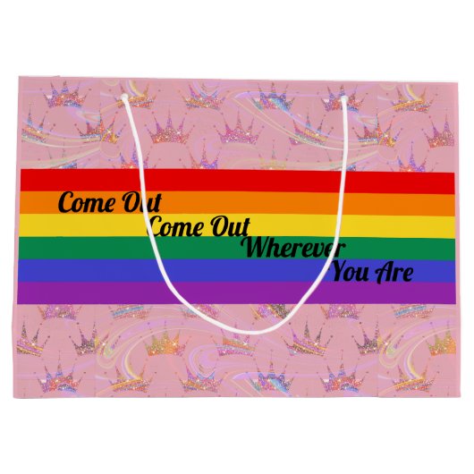 LGBT Pride Rainbow Flag Glam Chic Glitter Crown Groot Cadeauzakje (Achterkant)
