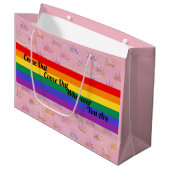 LGBT Pride Rainbow Flag Glam Chic Glitter Crown Groot Cadeauzakje (Voorkant Gekanteld)