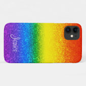 LGBT Pride Rainbow Glitter Stripes Naam Case-Mate iPhone Case (Achterkant (horizontaal))