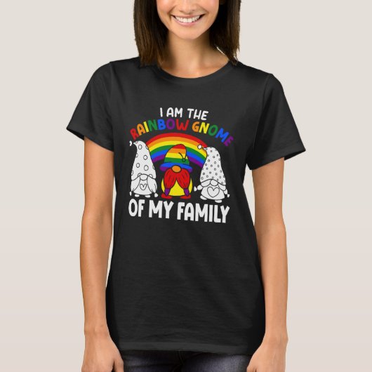 LGBT Pride Rainbow I am the Rainbow Gnome of my Fa T-shirt (Voorkant)